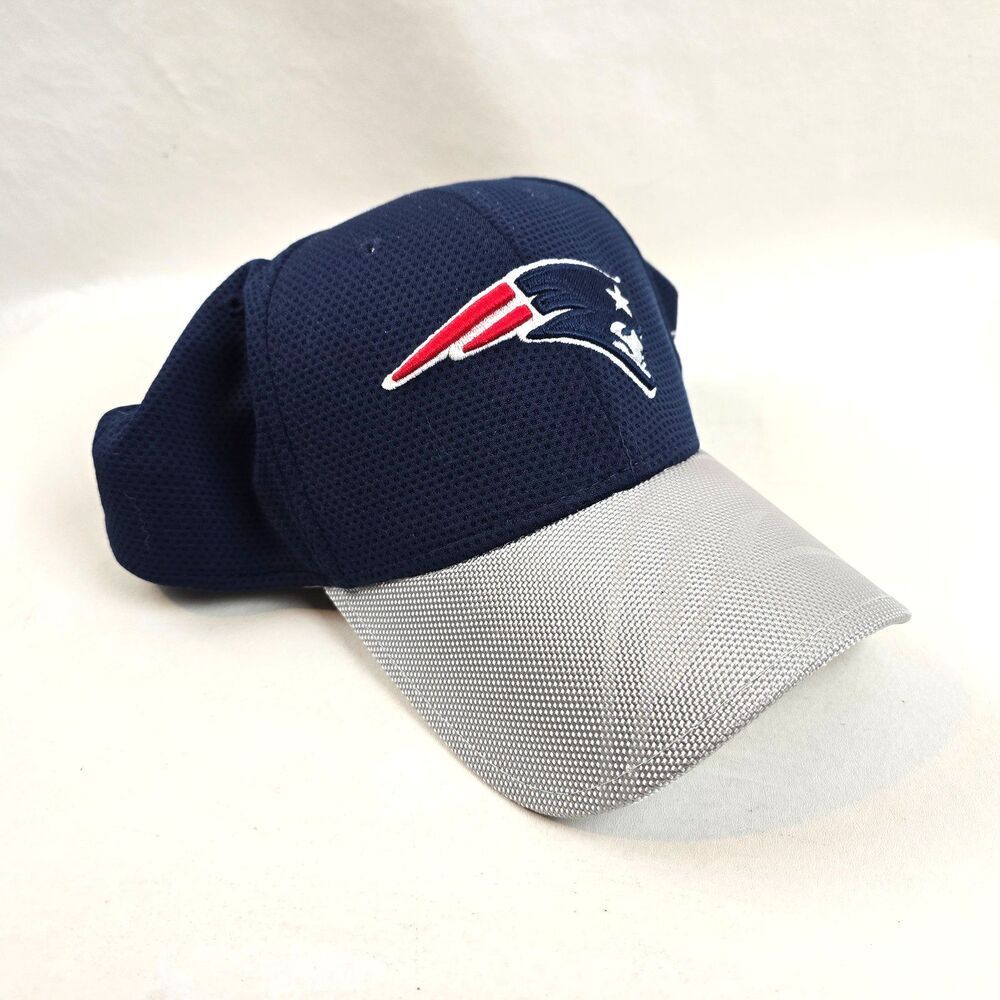 New England Patriots Hat Mens Medium Large Blue Gray New Era 39THIRTY Stretch